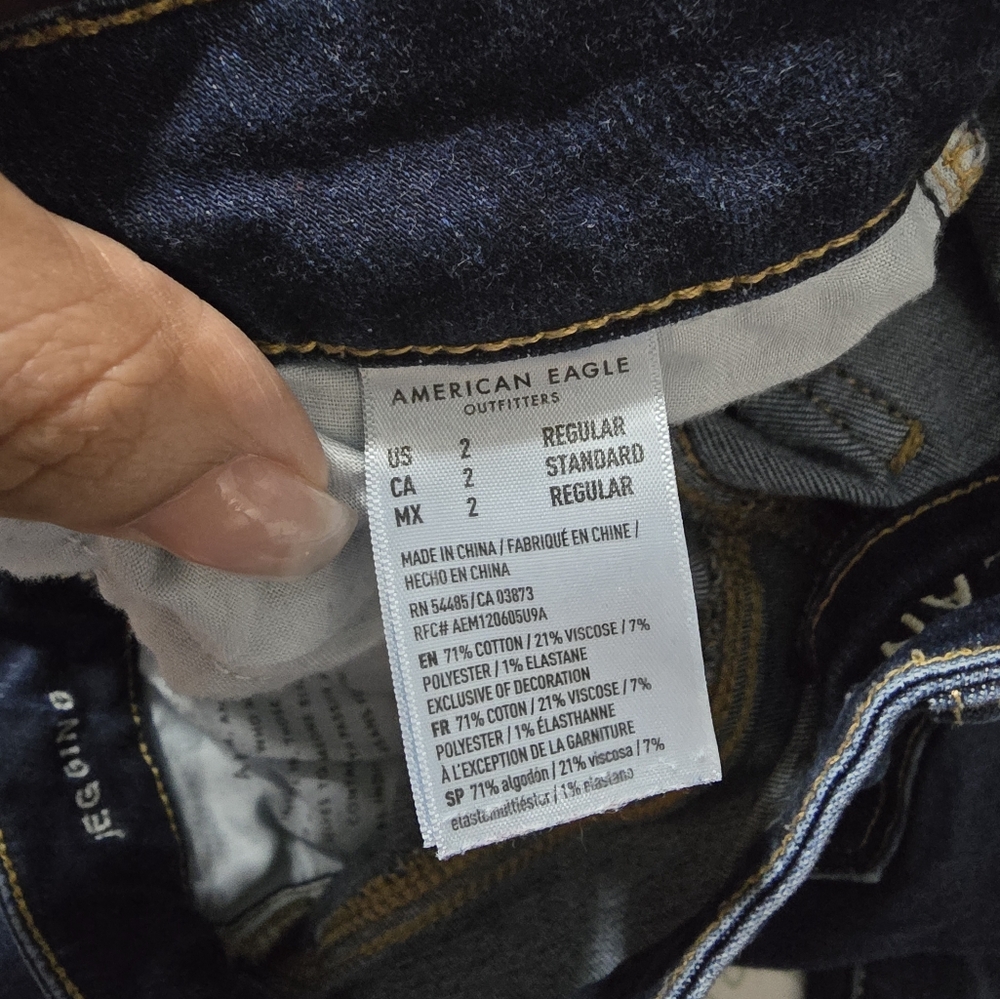 American Eagle Outfitter Navy Blue Jegging Size 2R for Womens Next Level Stretch - Picture 4 of 15
